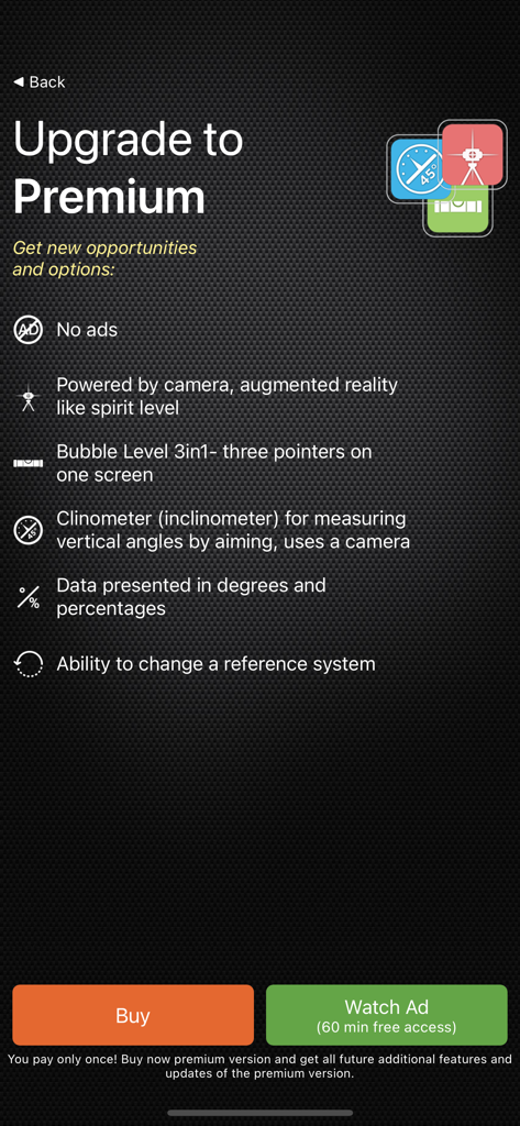 Pocket Bubble Level XXL - Pocket Wasserwaage XXL Premium-Upgrade-Bildschirm mit Funktionen wie AR-Kamera und Neigungsmesser