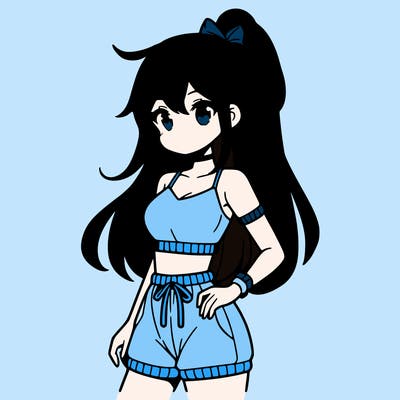 anime girl wearing crop top