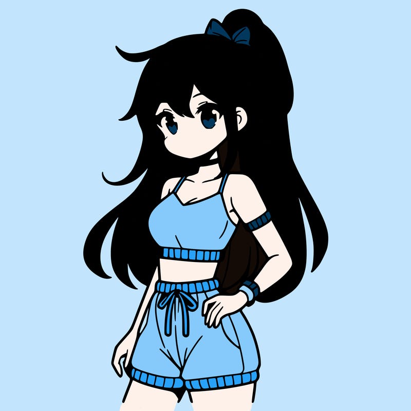 anime girl wearing crop top