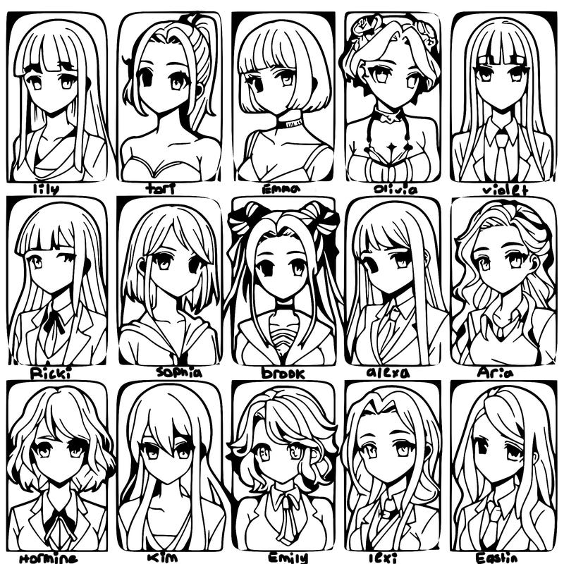 girls that look diffrent anime