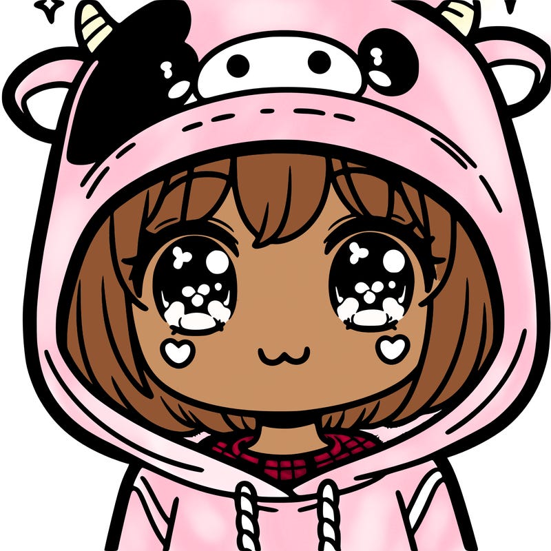 kawaii girl with cow hoodie