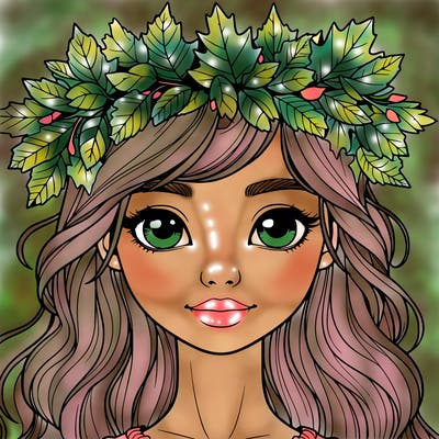 realistic girl with fall leaf crown