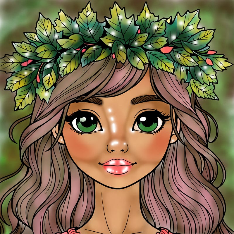 realistic girl with fall leaf crown