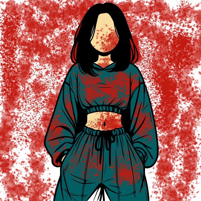 realistic girl faceless with baggy pants and a crop top