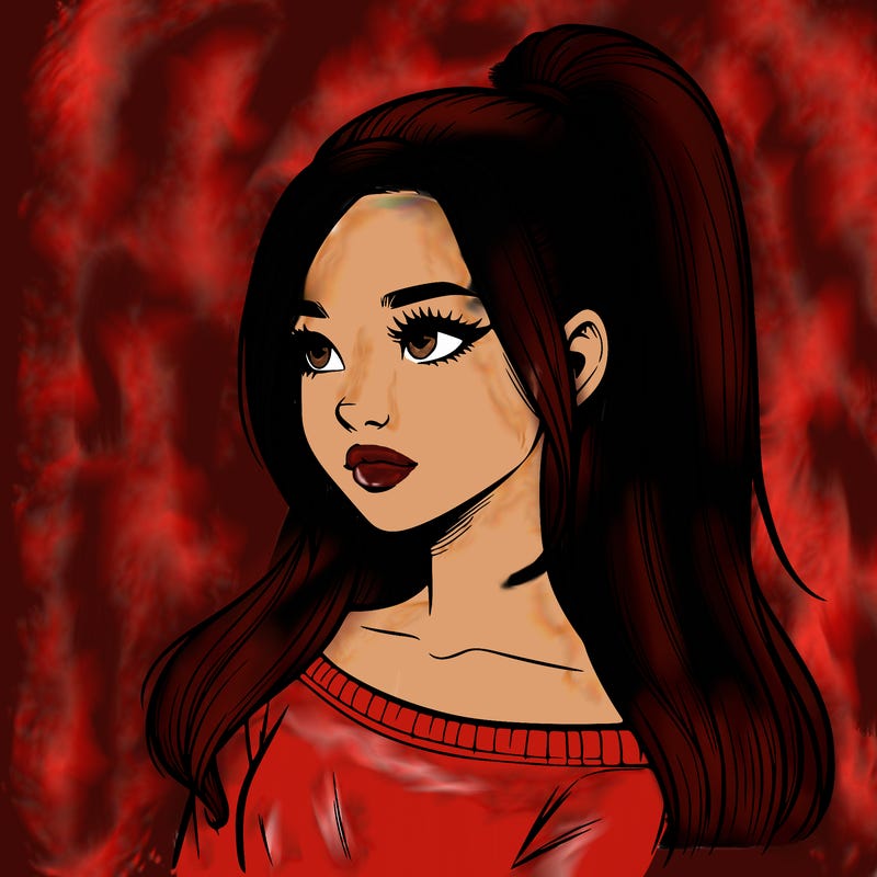 realistic girl with a high ponytail