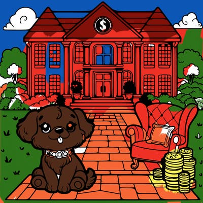 cute single dog in a cute rich mansion