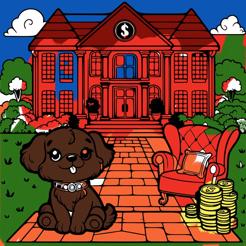 cute single dog in a cute rich mansion
