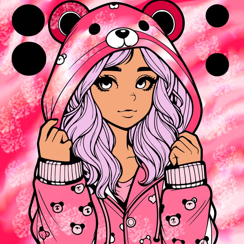 realistic girl in a animal pjs hoodie