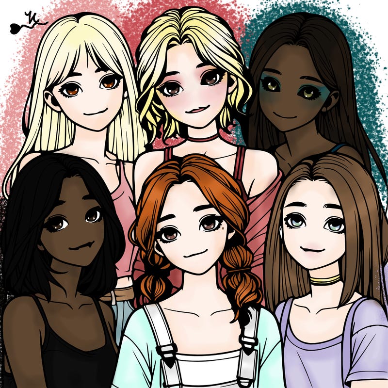 a group of girls realistic