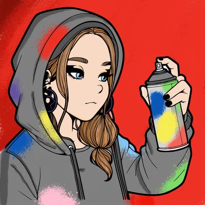 a realistic girl, spray painting