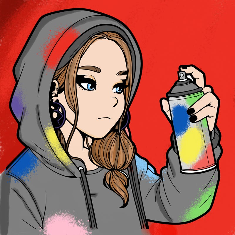 a realistic girl, spray painting