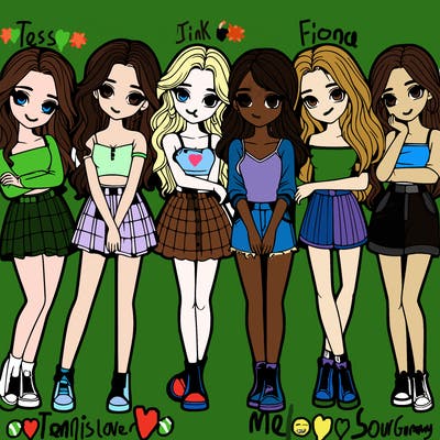 a group of girls realistic