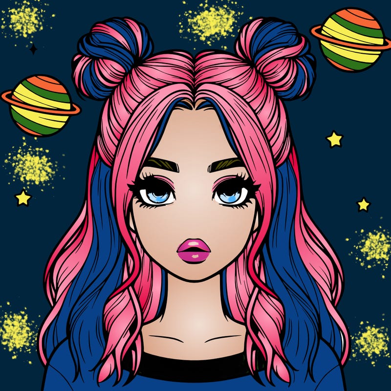 realistic girl with space buns