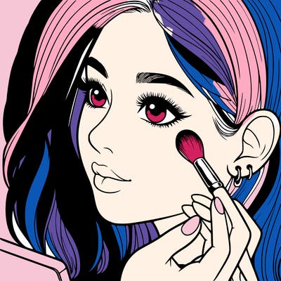 a realistic girl doing her makeup