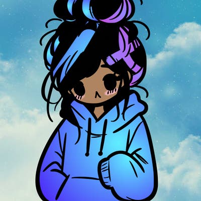 girl in oversized hoodie and messy bun