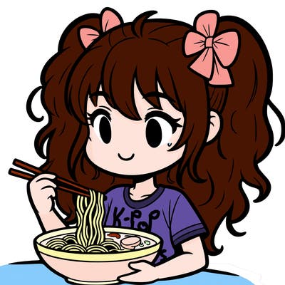 a girl eating ramen