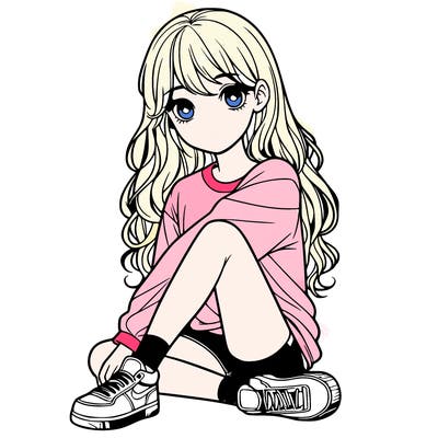 girl sitting realistic