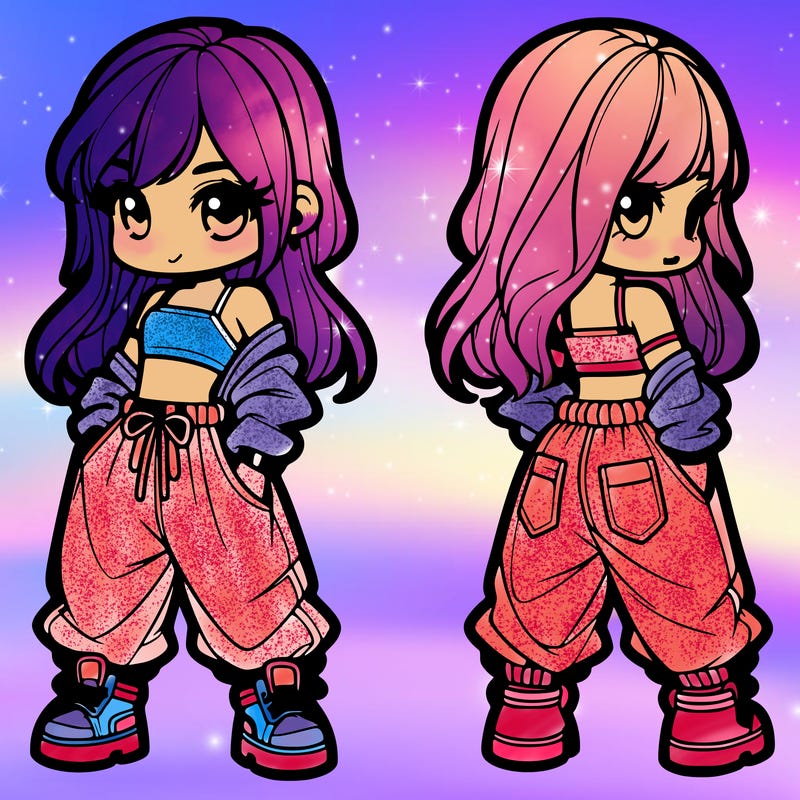 girl in crop top and baggy pants