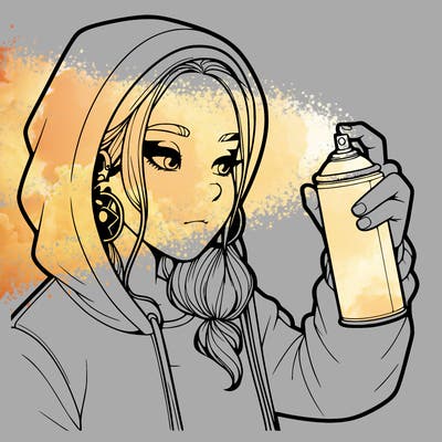 a realistic girl, spray painting