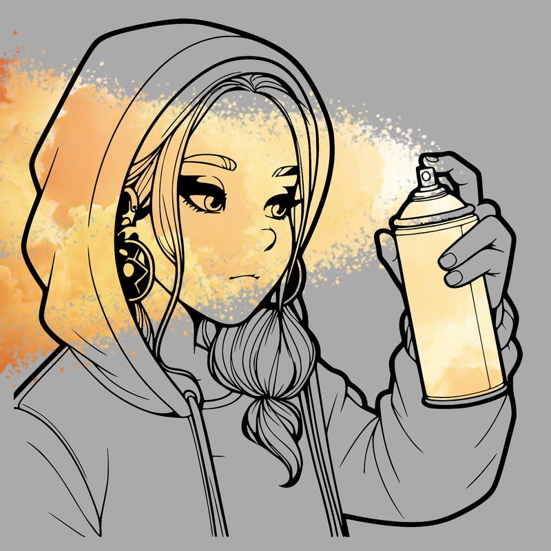 a realistic girl, spray painting