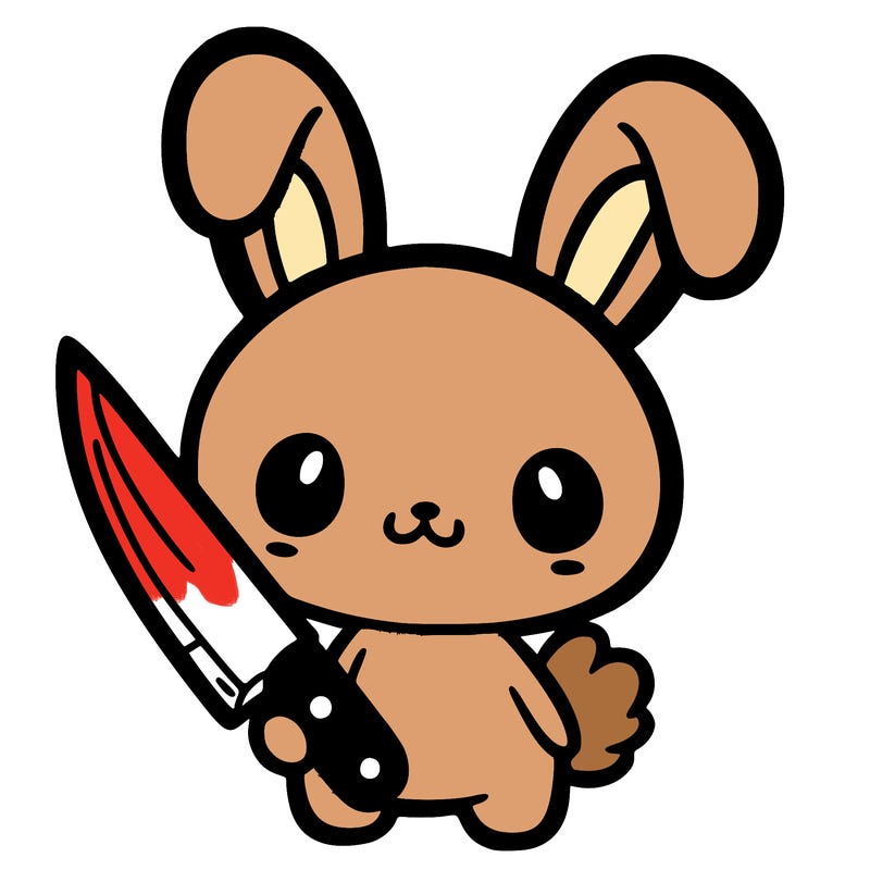 cute bunny holding a knife halloween