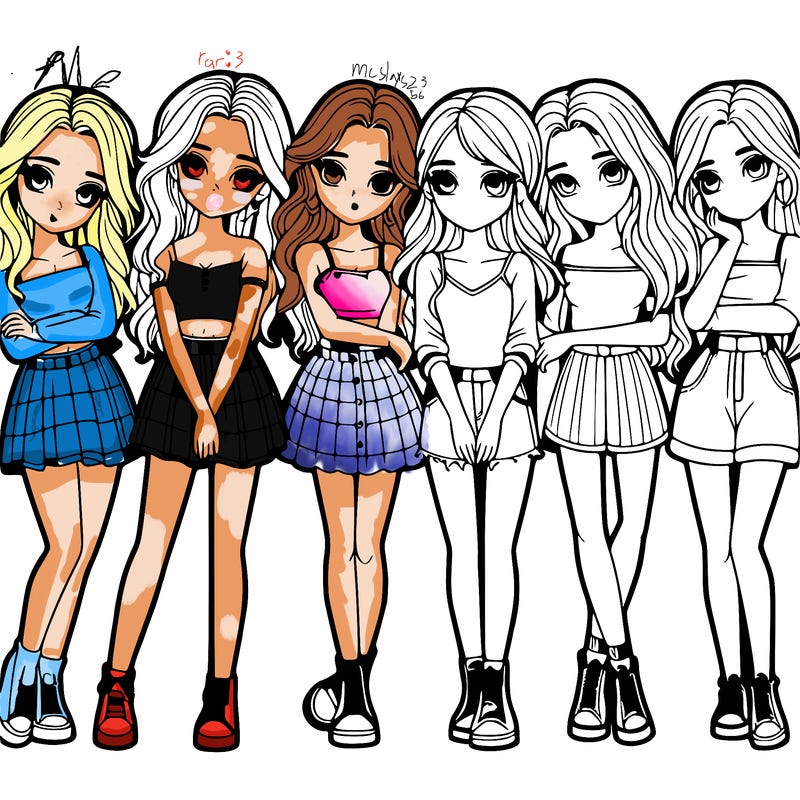 a group of girls realistic