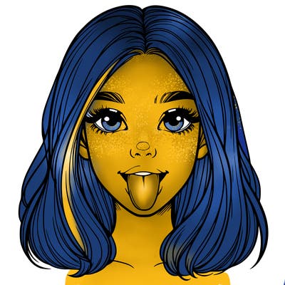 realistic girl with her tongue out