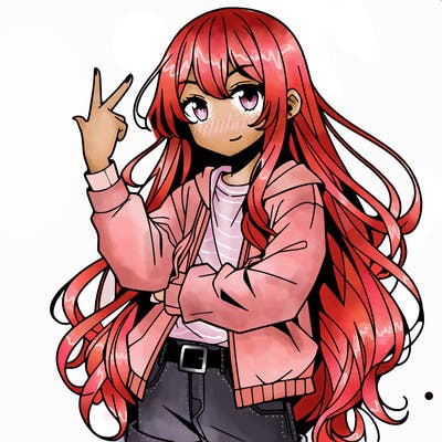 one anime girl with long hair and a cool pose