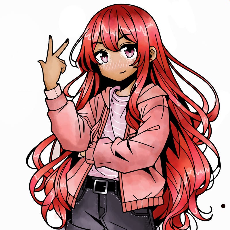 one anime girl with long hair and a cool pose