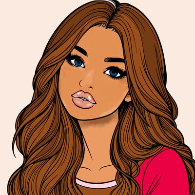 realistic girl with hair on her hair and lips