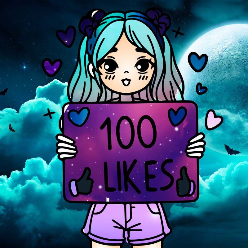girl holding a sign saying 100 likes