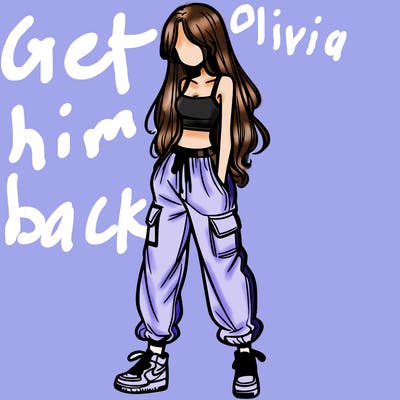 girl in baggy pants crop top and long hair