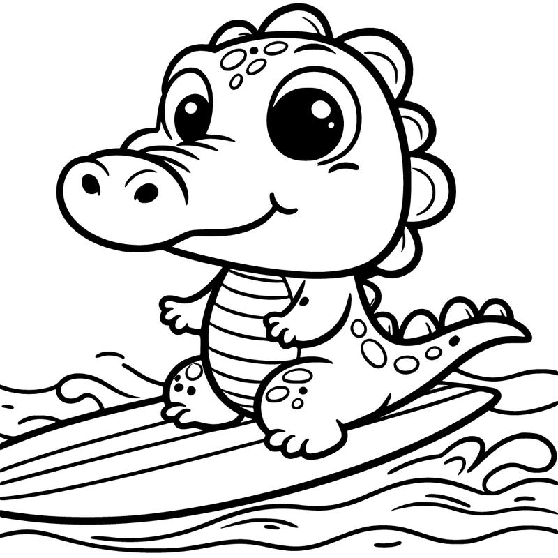 cute surfing crocodile