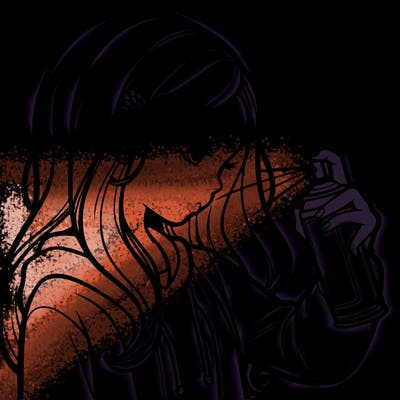 a realistic girl spray painting