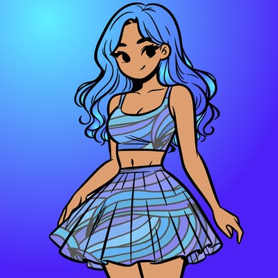 woman in a skirt and crop top