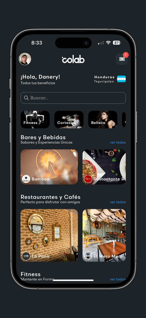 Colab app - La pantalla de inicio de la app Colab mostrando varias categorías de marcas de estilo de vida para colaboraciones de creadores de contenido.
