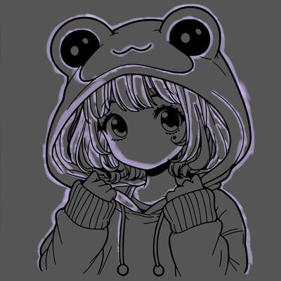 a cute teenage girl wearing a frog hoodie