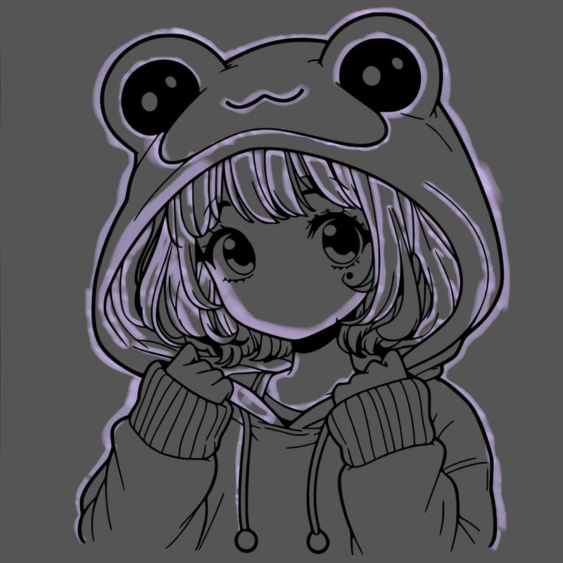 a cute teenage girl wearing a frog hoodie