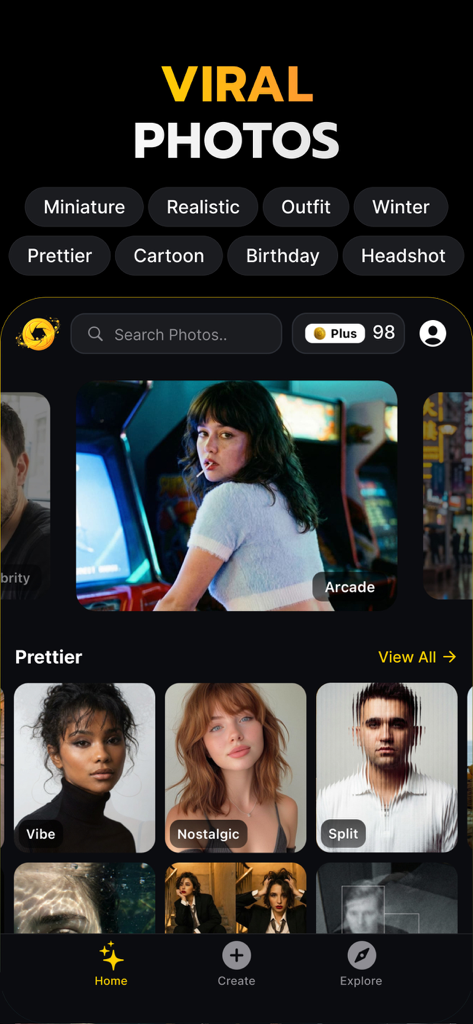 Geno: Trend AI Photo Face Swap - Geno app interface displaying viral AI photo styles and categories