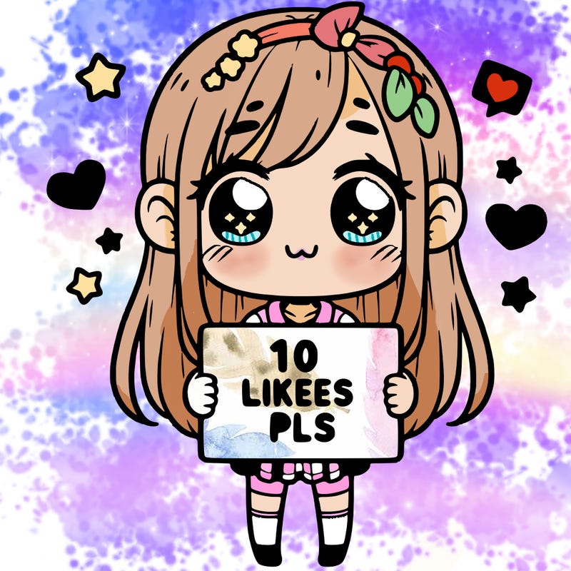cute girl holding a sign saying 10 likes pls