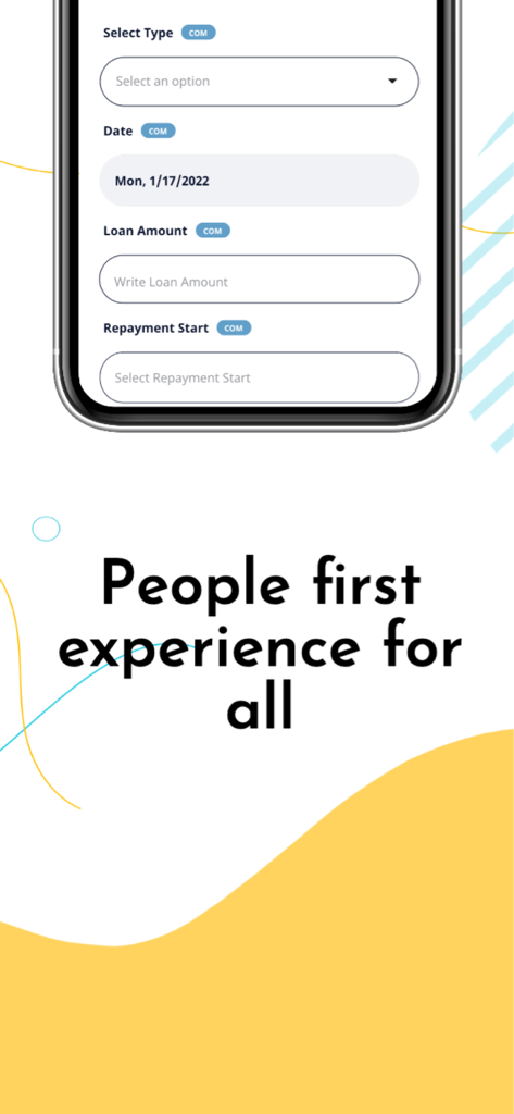 PeopleQlik HR System - PeopleQlik HR System mobile app showing a loan request form interface