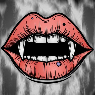 lips with vampire teeth