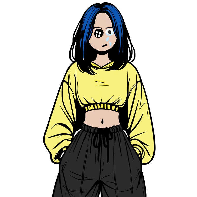realistic girl faceless with baggy pants and a crop top