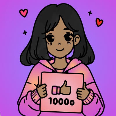 a girl with a sign saying 1000 likes