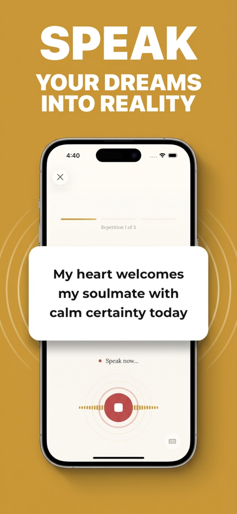 Manifest AI-Daily Affirmations - Manifest AI app interface showing a voice-guided daily affirmation practice for personal manifestation