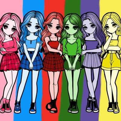 a group of girls realistic