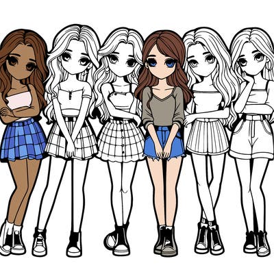 a group of girls realistic
