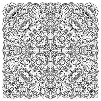 Dive into a world of intricate beauty with this stunning peony mandala coloring page. Its detailed floral patterns offer a perfect escape for relaxation and creative expression.