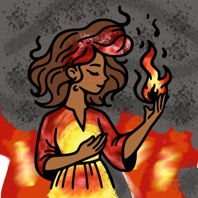woman with fire