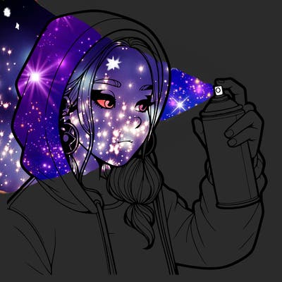 a realistic girl, spray painting